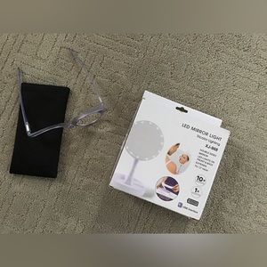 Bundle of travel makeup mirror and magnifying rotating makeup glasses